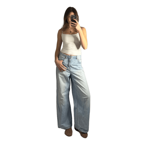 Light blue wide-leg jeans