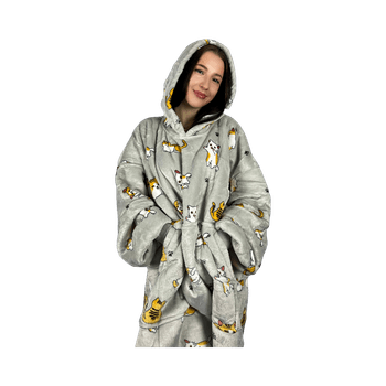 Cat print oversized hoodie blanket