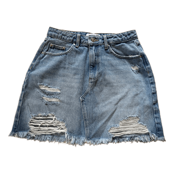 Blue denim mini skirt