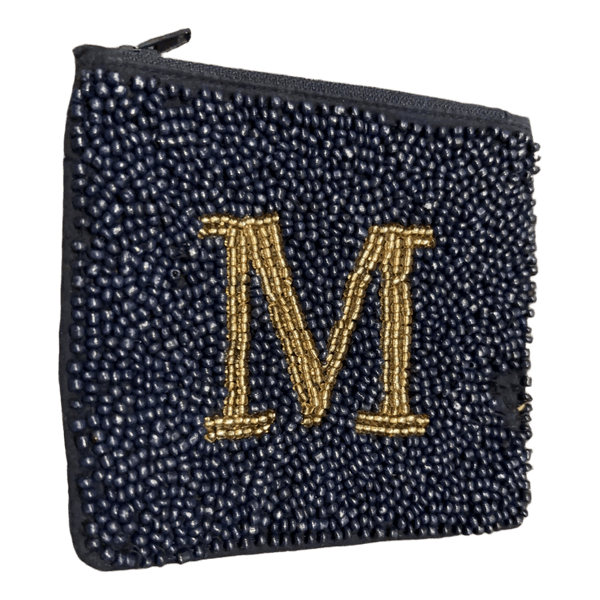 Beaded letter M coin purse