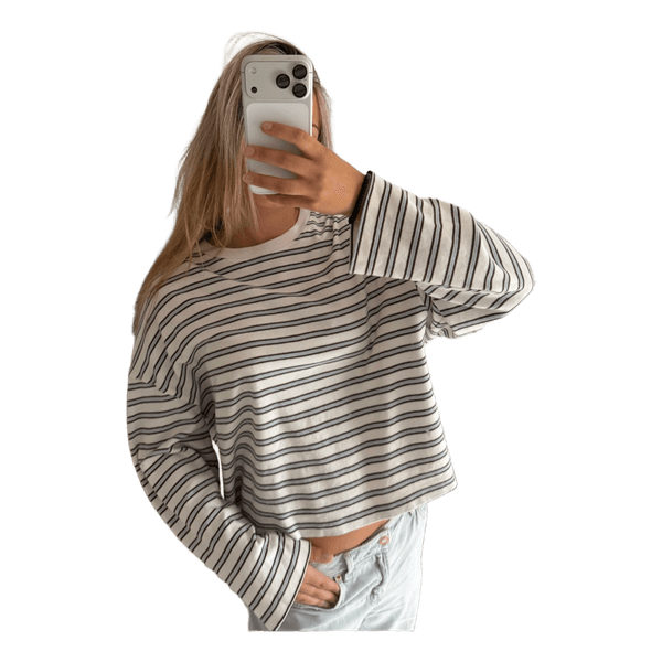 Stribet langærmet t-shirt
