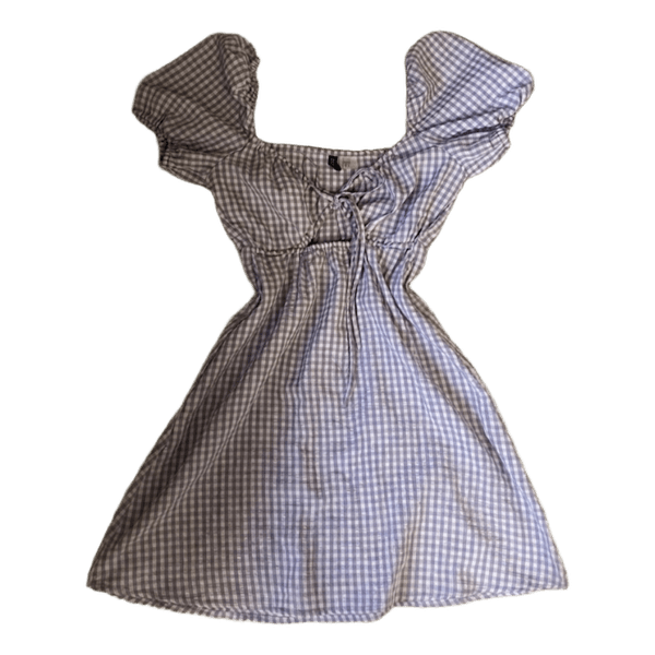 Purple gingham mini dress