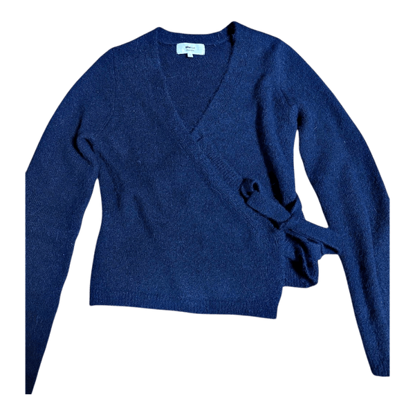 Navy wrap knit sweater