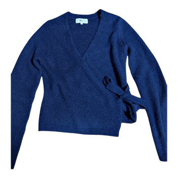 Navy wrap knit sweater