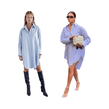 Blue oversized button-up dress