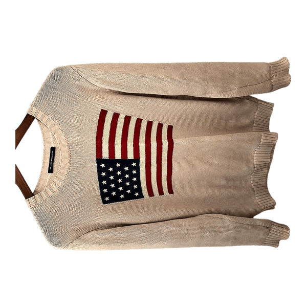 Beige American flag sweater