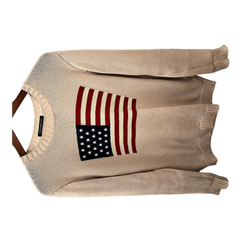 Beige American flag sweater