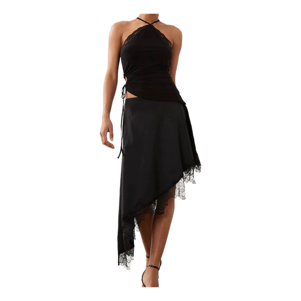 Black lace midi skirt
