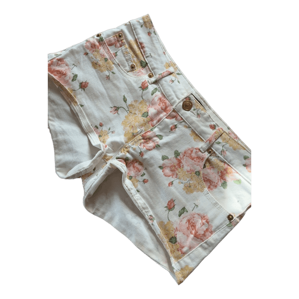 Floral denim shorts