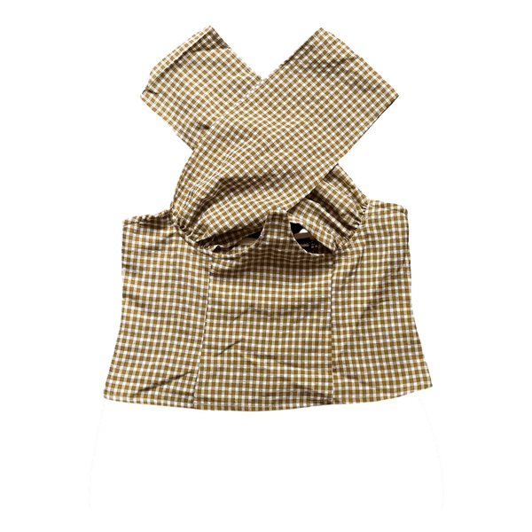 Brown gingham halter top