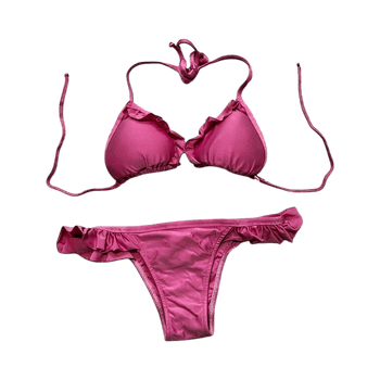 Pink ruffle bikini set