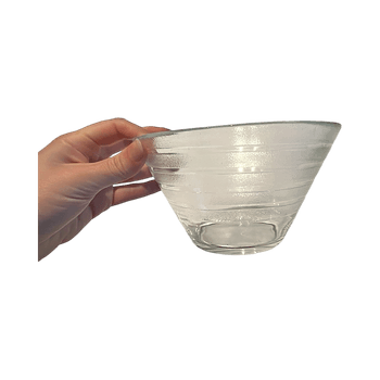 Clear glass serving bowl