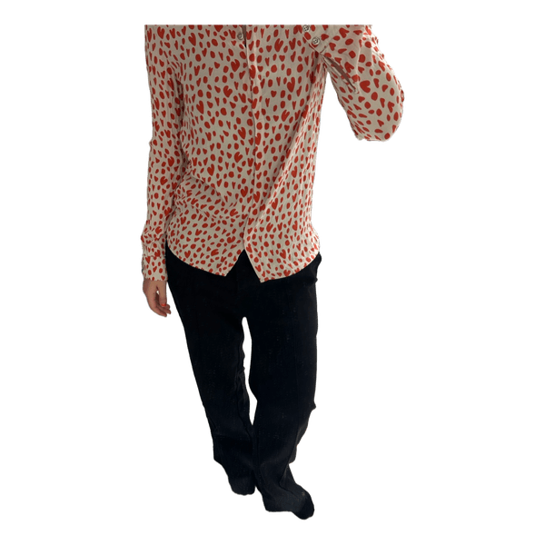 Cream heart print blouse