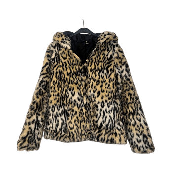 Leopard print faux fur jacket