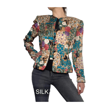 
100% silk vintage retro blazer jacket suit Adrianna Papell