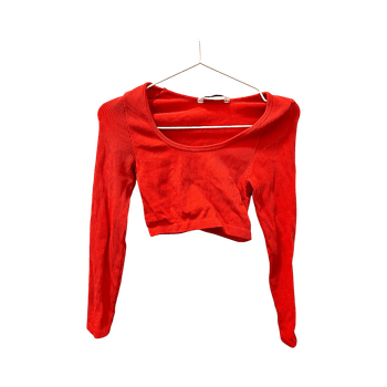 Punainen ribattu crop top