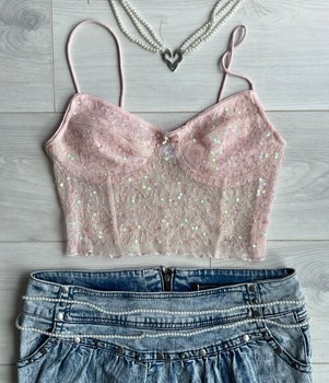 Pink sequin camisole top 🎀