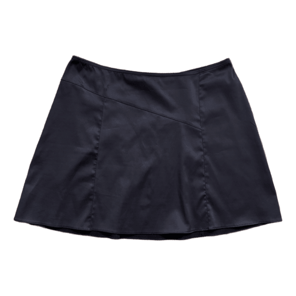 Black satin mini skirt