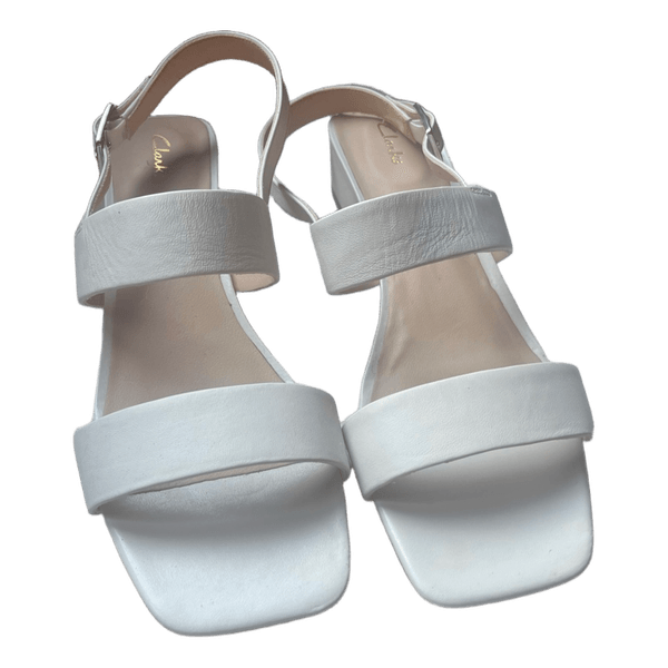Clarks white block heel sandals
