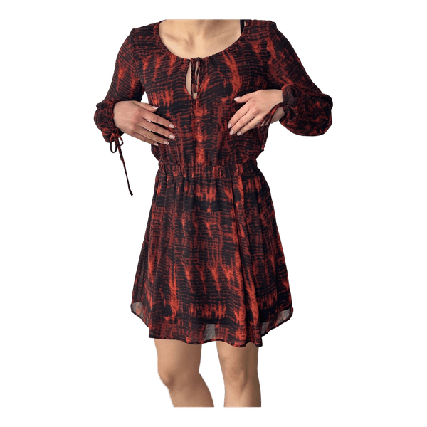Red black patterned dress