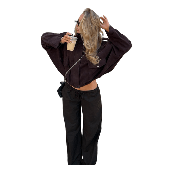 Brun suede zara jakke