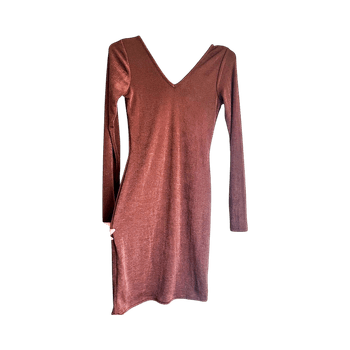 Punaruskea pitkähihainen bodycon mekko
