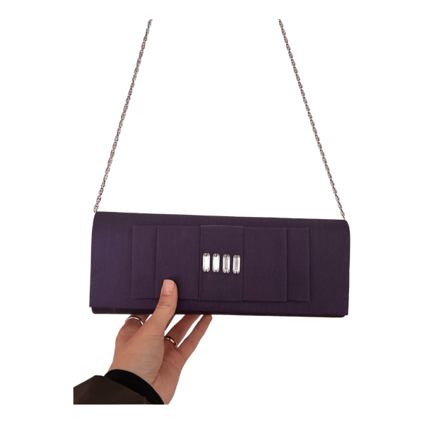 Purple satin clutch bag
