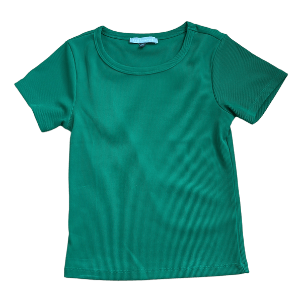Grøn ribstrikket t-shirt