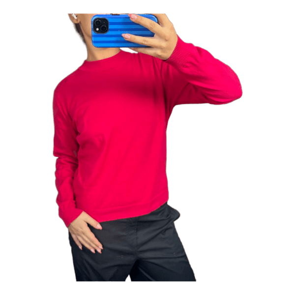 Pink langærmet strikbluse