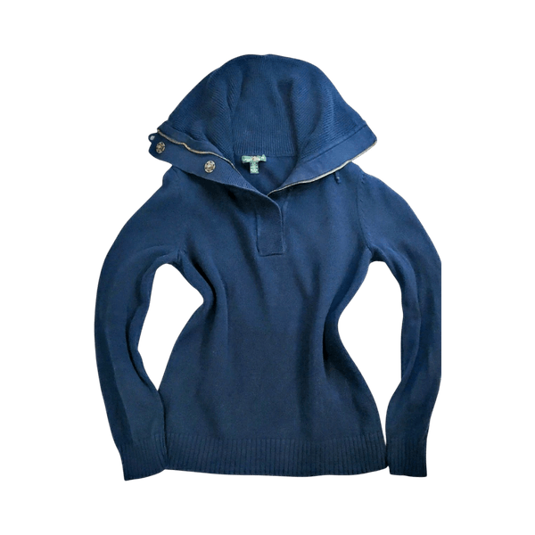 Lauren Ralph Lauren 100% Cotton Knit Pullover Sweater - Navy Blue - S/M