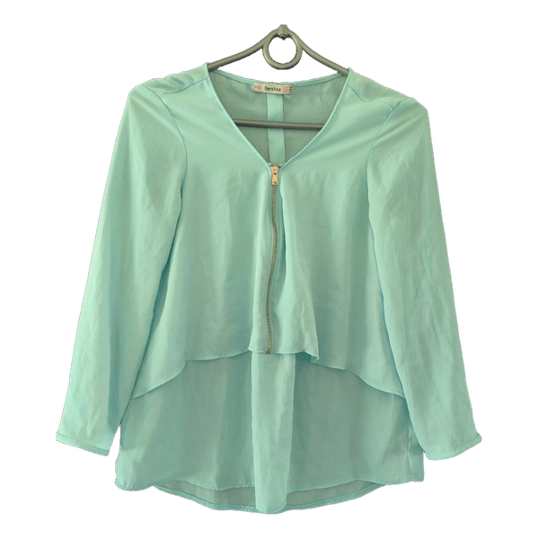 Mint green zip blouse Bershka