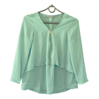 Mint green zip blouse Bershka