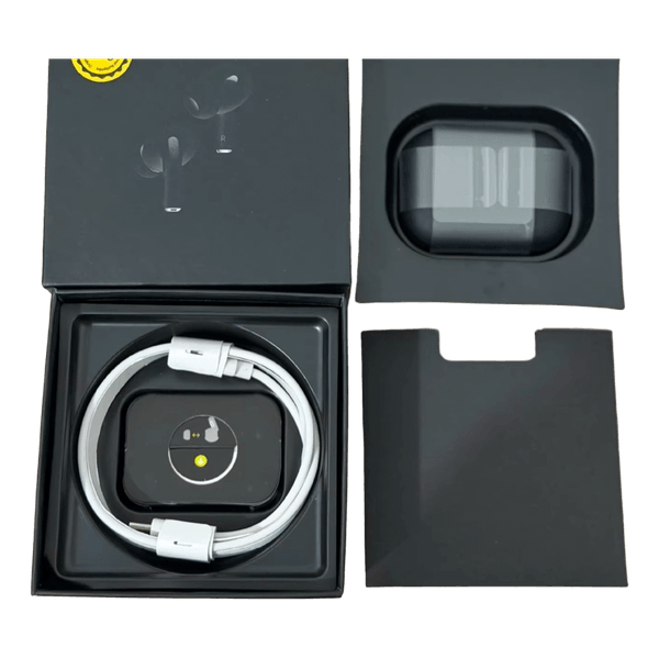 Black wireless earbuds