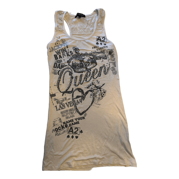 Hvid tanktop med print