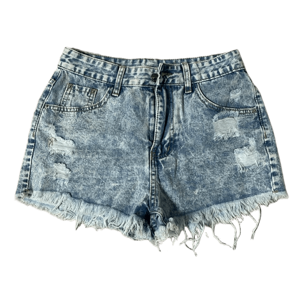 Acid wash denim shorts
