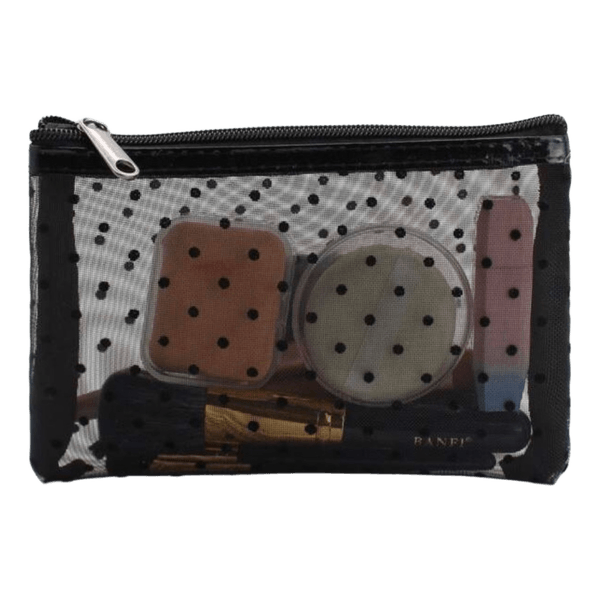 Polka dot mesh makeup bag