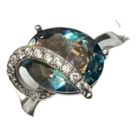 New 925 Silver Ring with Light Mystic Quartz | NOS