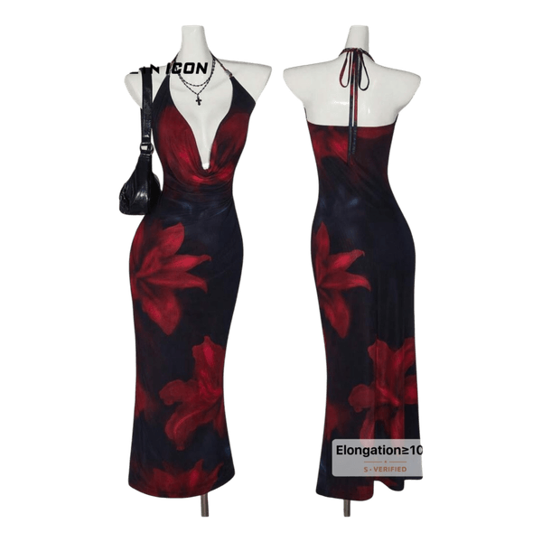 Floral halter maxi dress