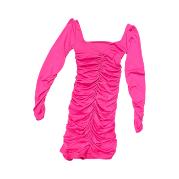 Pink long sleeve ruched dress
