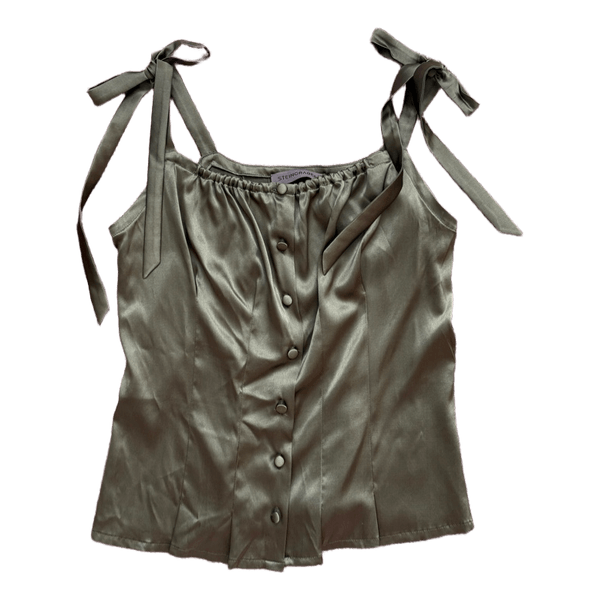 Green silk top