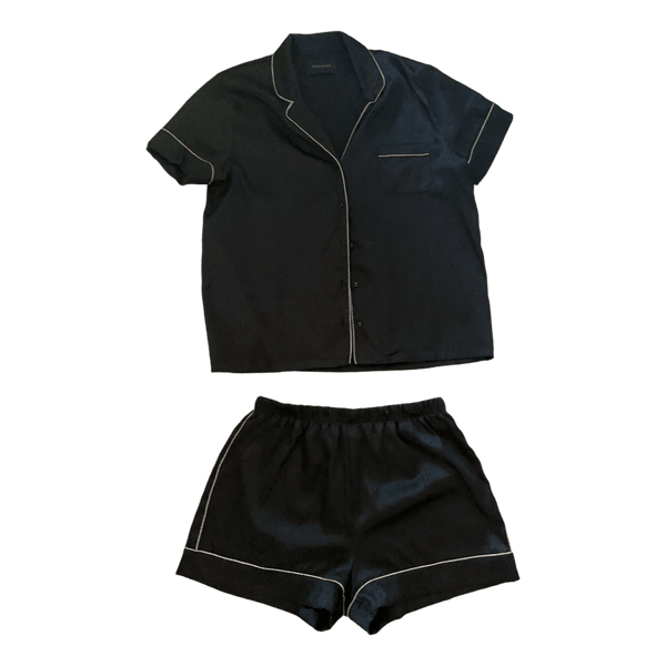 Black satin pajama set