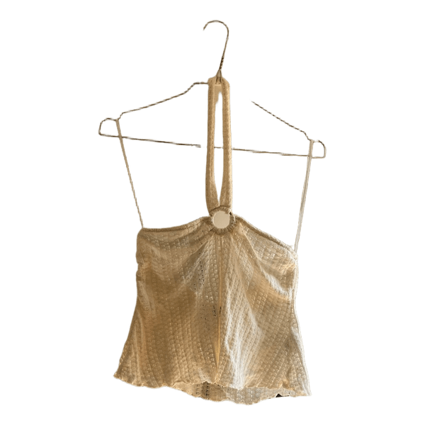 Hvid hæklet halterneck top