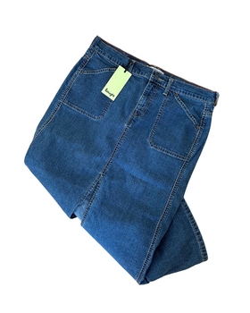 Blue denim midi skirt