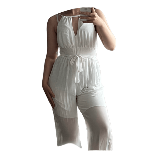 White wide-leg jumpsuit