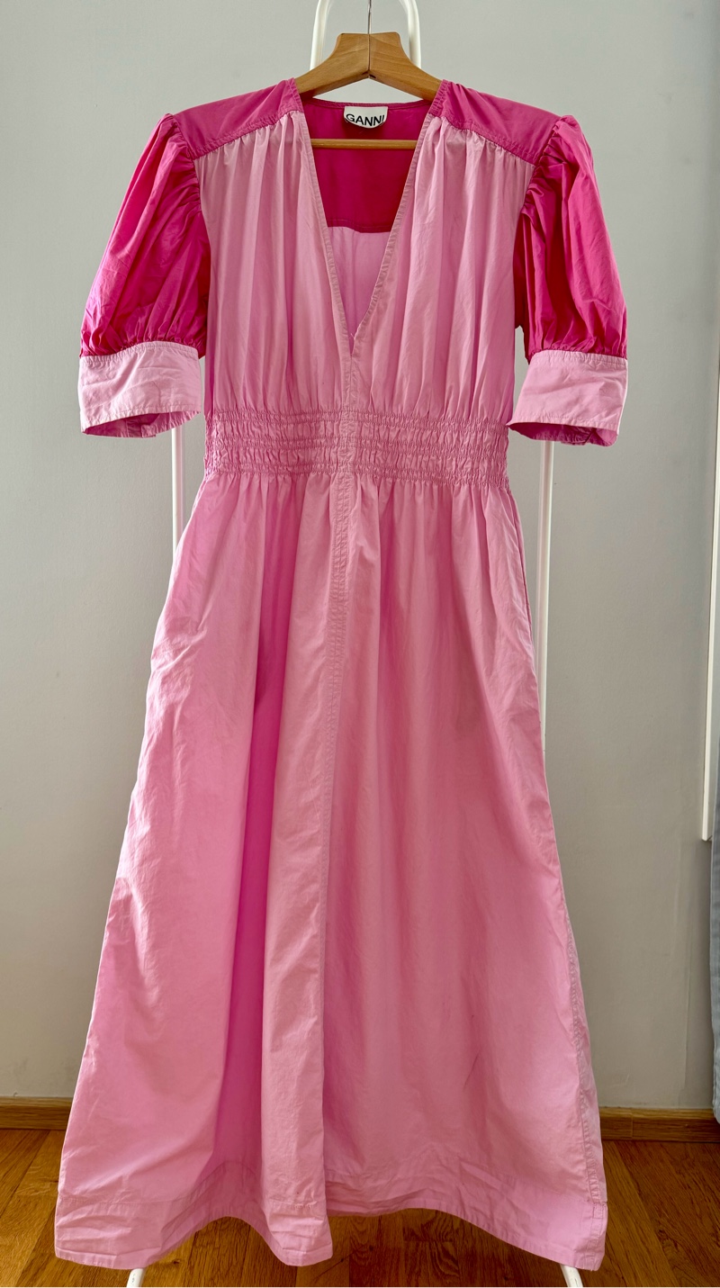 Pink puff sleeve dress GANNI