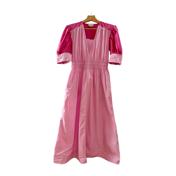 Pink puff sleeve dress GANNI