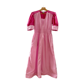 Pink puff sleeve dress GANNI