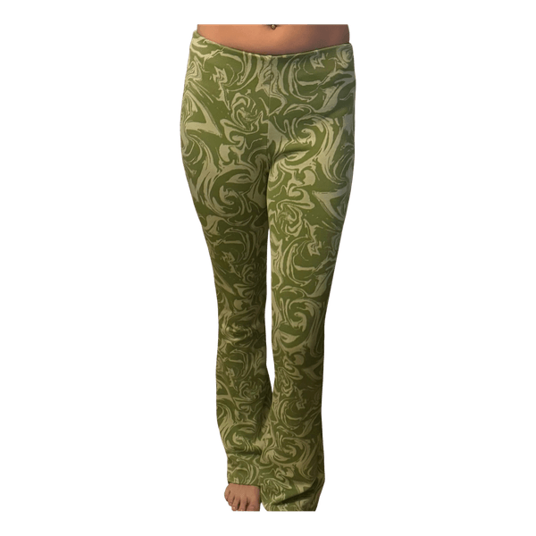 Green swirl pattern trousers