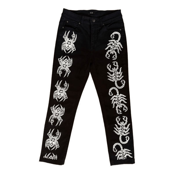 Black graphic print jeans