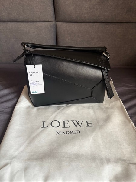 Black leather Loewe puzzle bag